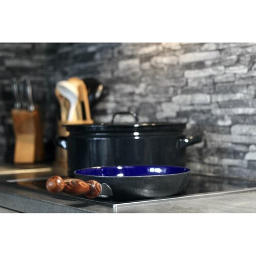 Sfinx Patelnia emaliowana z rączką drewnianą BSE, 20 cm