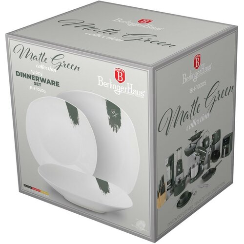 BerlingerHaus 18-dielna súprava tanierov Matte Green, biela-zelená