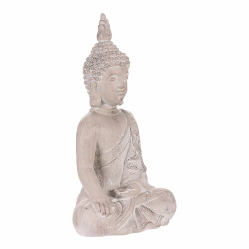 Dekorace soška Buddha sedící, šedá, polyresin, 30 x 22 x 54 cm