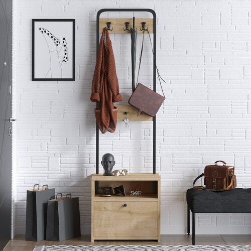 Wieszak z półką na buty Quinn Sapphire Oak