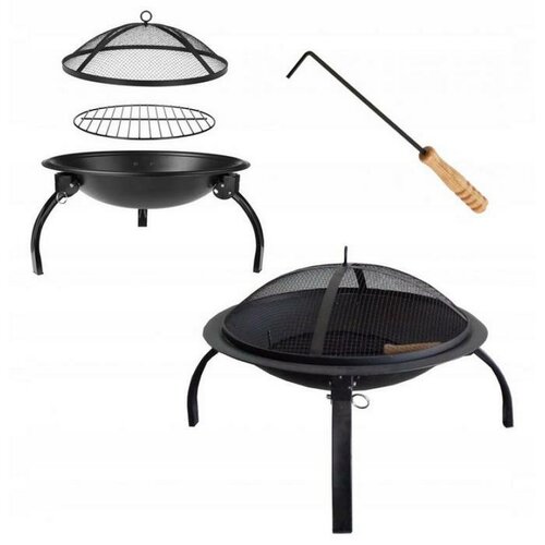 Gartenfeuerstelle mit Deckel Schwarz, Durchmesser 56 x 39,5 cm