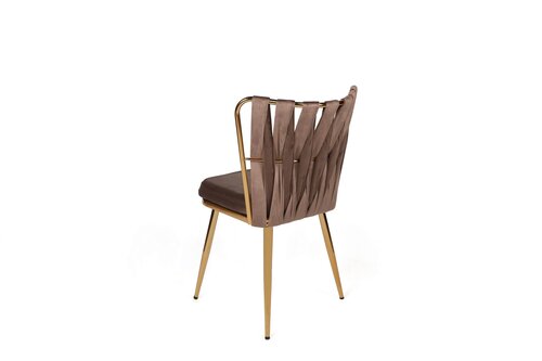 Set de scaune de sufragerie Kusakli Light Brownand Gold, 4 buc.