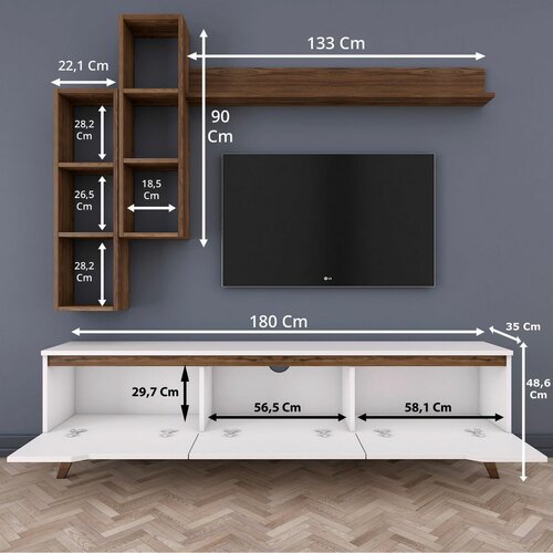Mia Walnut and White TV fal