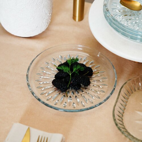 Komplet 6 steklenih desertnih krožnikov Crystal Bloom 19 cm