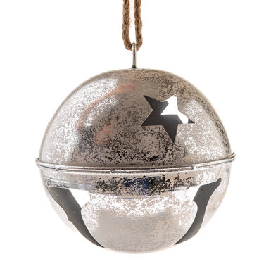 Clopoțel metalic suspendat, diametru 15,5 cm,culoare argintiu, rustic