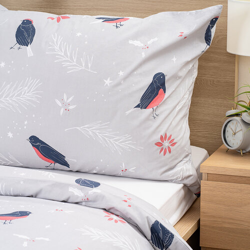 4Home Lenjerie de pat din bumbac Winter Robin, 140 x 220 cm, 70 x 90 cm