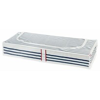 Compactor Nízky textilný úložný box na oblečenie pod posteľ MARINE, 100 x 45 x 15 cm, modro-biela