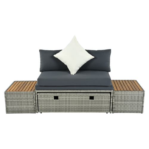Kerti rattan szett DEBRA, szürke/természetes/krém