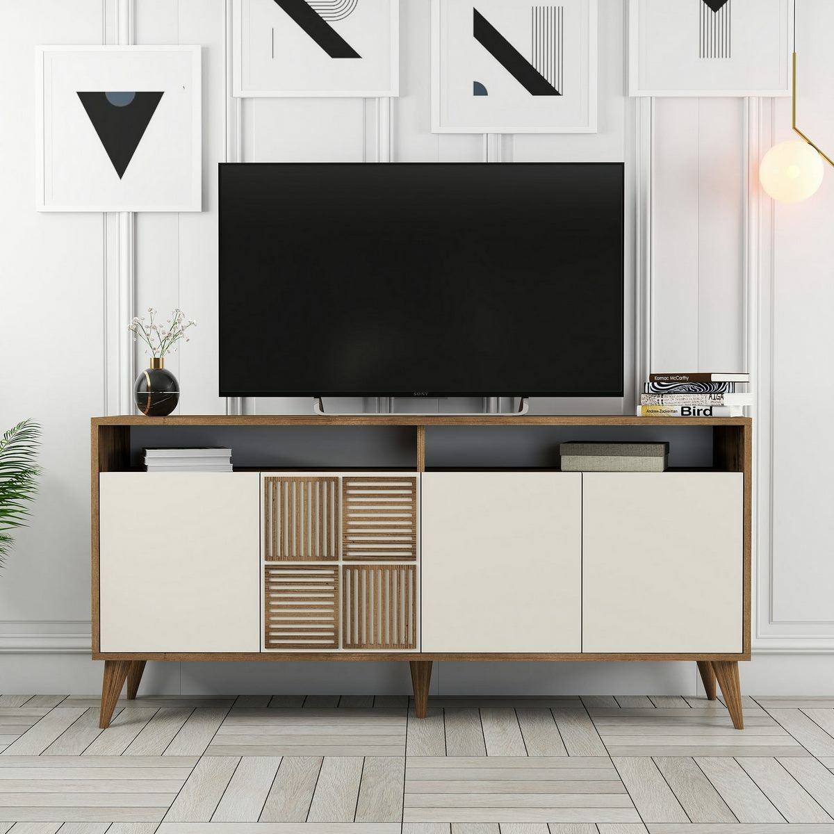 Skrinka Milan Walnut and Cream