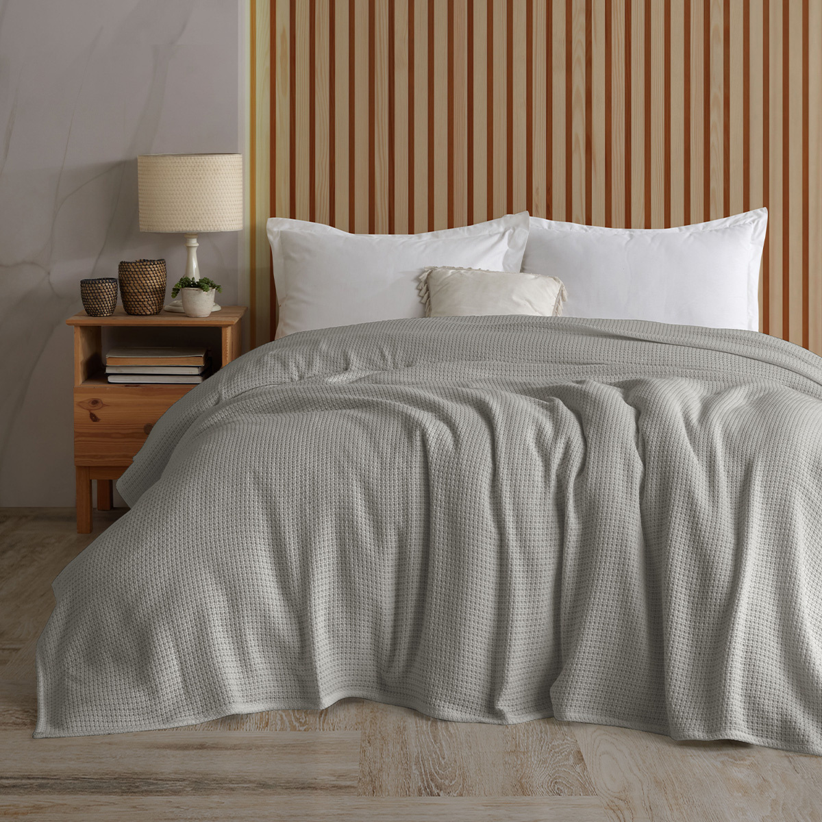 Levně 4Home Bavlněný přehoz na postel Claire šedá, 220 x 240 cm