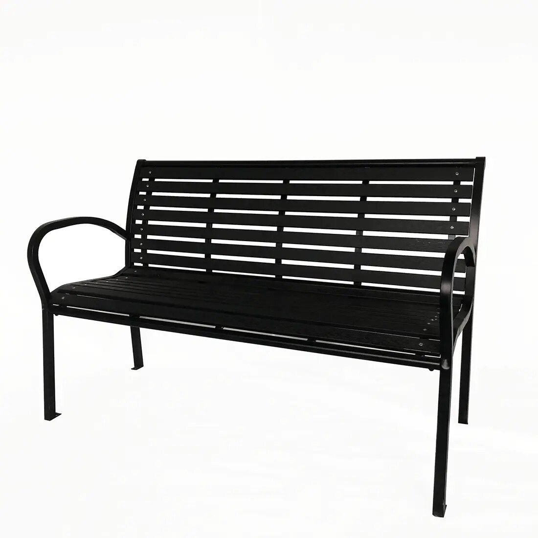 Lavička záhradná 125 x 60 x 80 cm, čierna, oceľ / plast