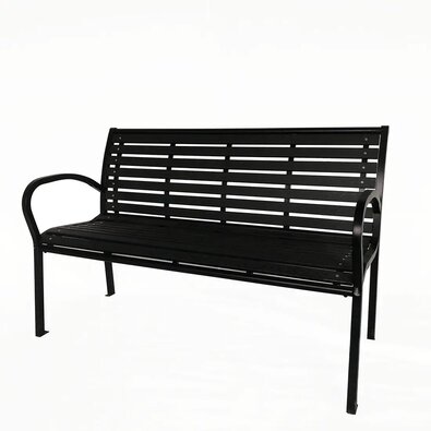 Bancă de grădină 125 x 60 x 80 cm, negru, oțel /plastic