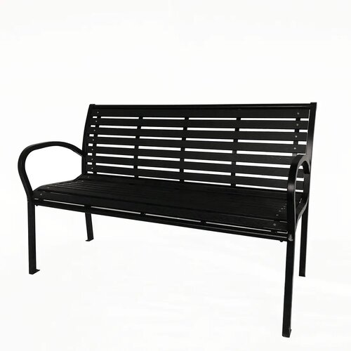 Gartenbank 125 x 60 x 80 cm, Schwarz, Stahl/Kunststoff
