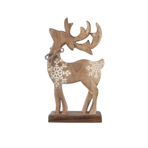 4Home Dekoration aus Mangoholz „Snowflake Deer“, 33 cm