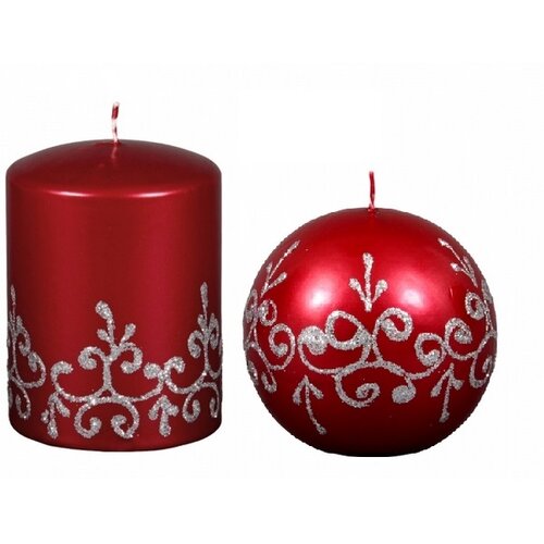 Lumânare de Crăciun Tiffany rotundă, roșie