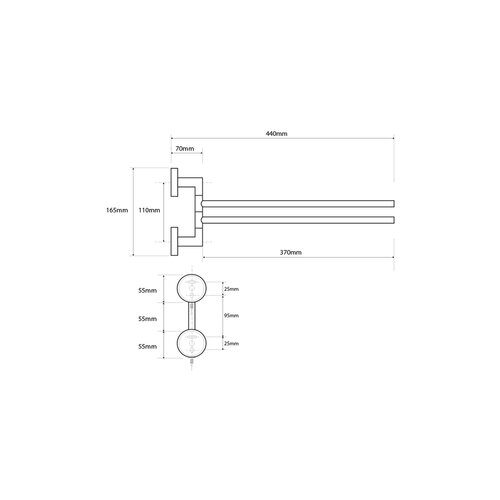 SAPHO XS405 X-Steel forgatható kétszemélyestörölközőtartó 42 cm, rozsdamentes acél