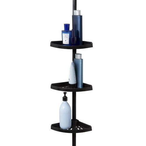 Compactor Kotna palica z nastavljivimi policami zatuš črna, lakirana jeklo