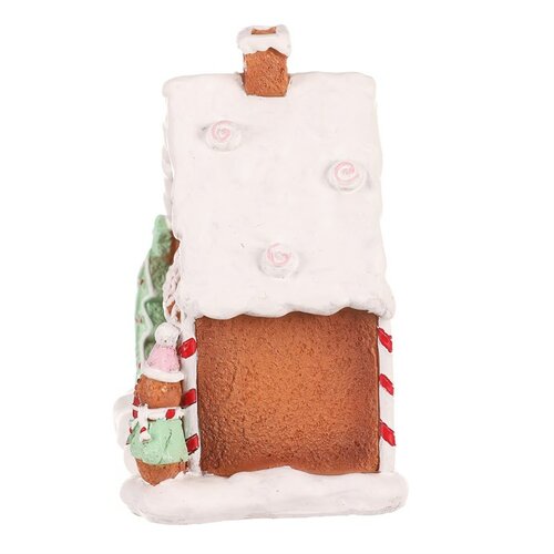 Dekoracja świąteczna Domek piernikowy zdobiony, poliresin, LED