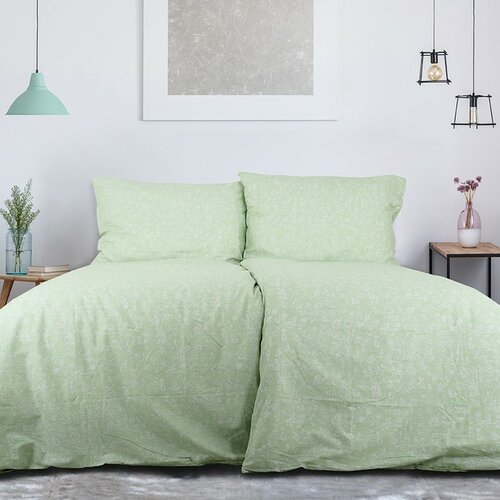 B.E.S. Petrovice Krepp-Bettwäsche Top Class Green flowers, 140 x 200 cm, 70 x 90 cm