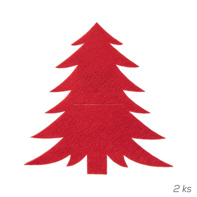 Orion Žepek za jedilni pribor Stromek rdeč, 18 x18 cm, set 2 kosov