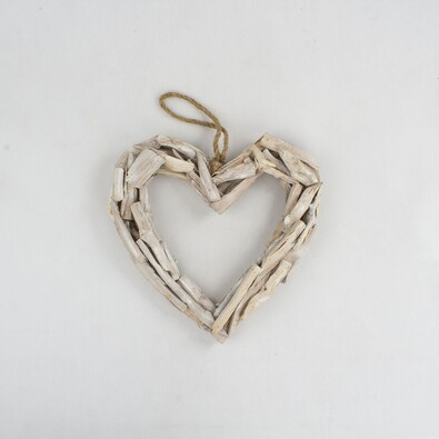 Závesná dekorácia Drevené srdce, 38 cm