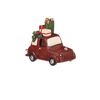 Vánoční dekorace Auto s dárky, červená, polyresin, LED