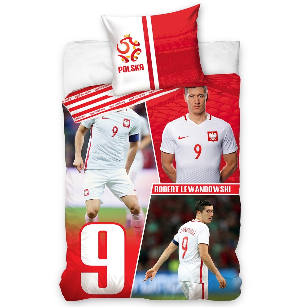 TipTrade Bavlnené obliečky Polska Lewandowski Red, 160 x 200 cm, 70 x 80 cm