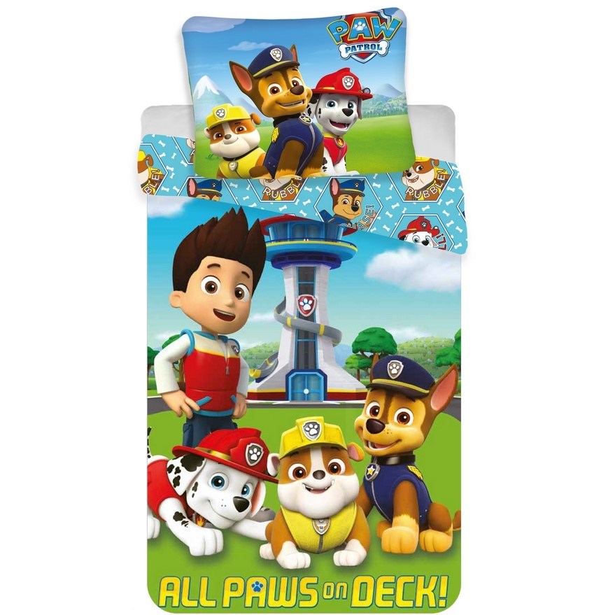 Jerry Fabrics Detské bavlnené obliečky Paw Patrol PP143, 140 x 200 cm, 70 x 90 cm