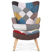 Křeslo ušák s podnožkou PW2, patchwork