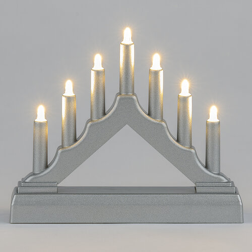 Vánoční LED svícen 7 svíček, stříbrná