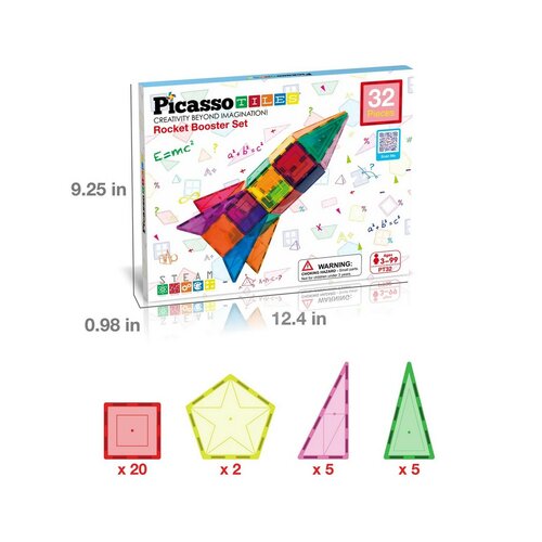 PicassoTiles mágneses építőjáték 32 db Rakéta