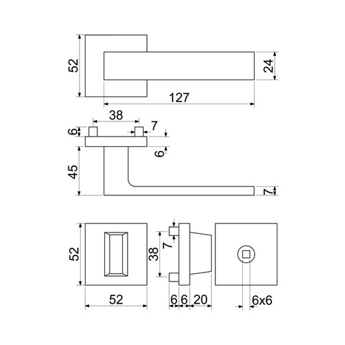 Aluminiowe okucia drzwiowe RK.C36.GARDA.WC. NIMAT