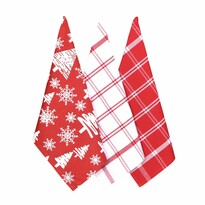 Vianočná kuchynská utierka Stromčeky červená, 45 x 70 cm, sada 3 ks