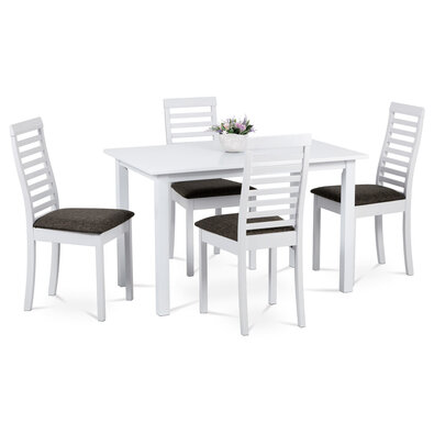 Zestaw jadalniany z litego drewna bukowego, 5 szt., biały