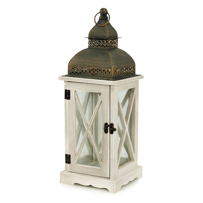 Drevený lampáš Sapienza sivá, 43 cm