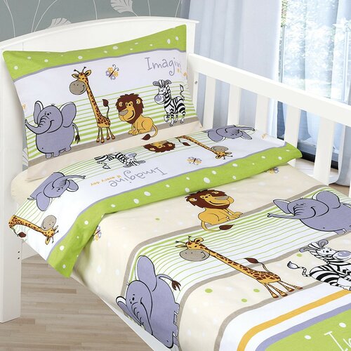 Baumwollbettwäsche für Kinderbetten Agata Safari Grün, 90 x 135 cm, 45 x 60 cm