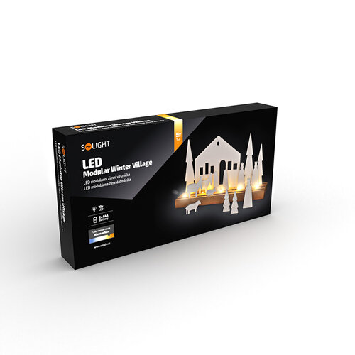 Solight LED „Sat de iarnă”, modular, 14 elemente, 10 LED-uri, 2 baterii AAA