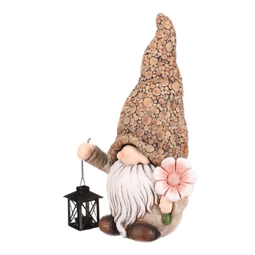 Elf cu floare și lanternă pentru lumânări,poliresină, 30 x 20 x 50 cm