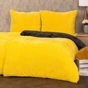 Lenjerie de pat din micro-flanelă 4Home Stripe, galben, 140 x 200 cm, 70 x 90 cm
