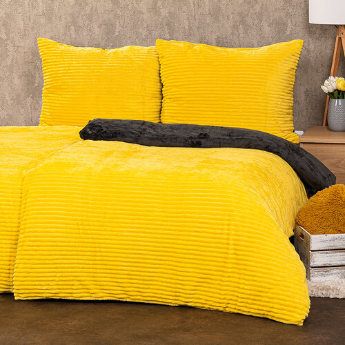 Lenjerie de pat din micro-flanelă 4Home Stripe, galben, 140 x 200 cm, 70 x 90 cm