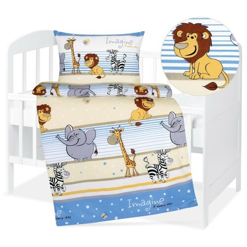 Bellatex Otroško bombažno posteljno perilo Agáta Safari modra, 90 x 135 cm, 45 x 60 cm