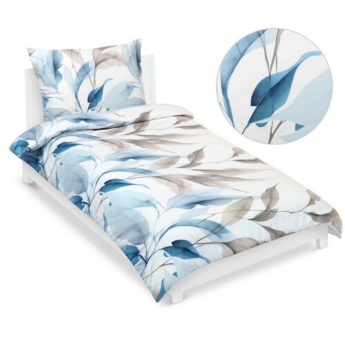 Bellatex Satinbettwäsche Herbst Blau, 140 x 220 cm, 70 x 90 cm