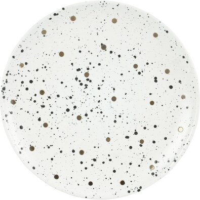 Kameninový talíř se zlatými puntíky, 20,5 cm