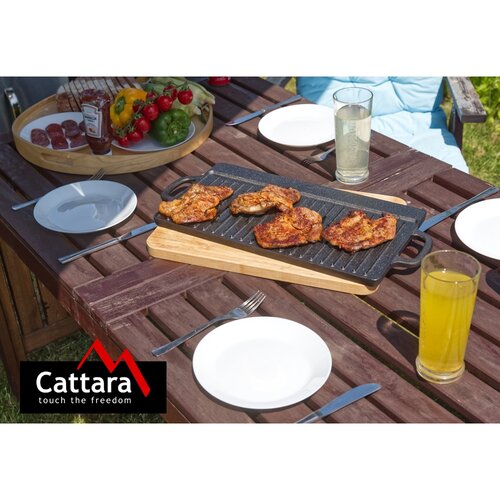 Cattara 13064 Blacha do grillowania z uchwytami Żeliwo, 50 x 23 cm