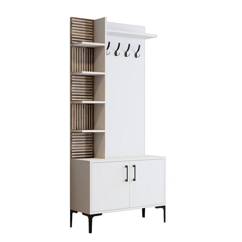 Cuier cu dulap pentru pantofi și rafturi ViyanaWhite