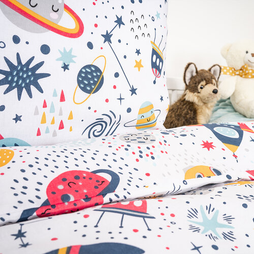 4Home Lenjerie de pat din bumbac pentru copiiCosmic Adventure, 100 x 135 cm, 40 x 60 cm