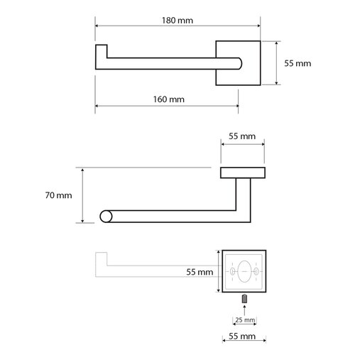 SAPHO XQ703 X-Square držalo za toaletni papir brezpokrova, 18 x 5,5 x 7 cm, srebrna