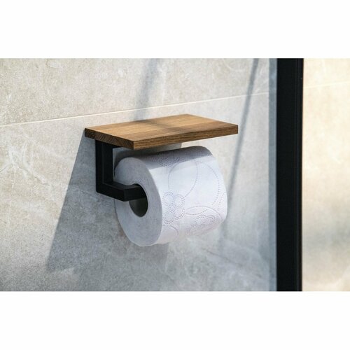 SAPHO Ska421 Ska držalo za toaletni papir s polico15 x 8 x 10 cm, črna mat/hrast