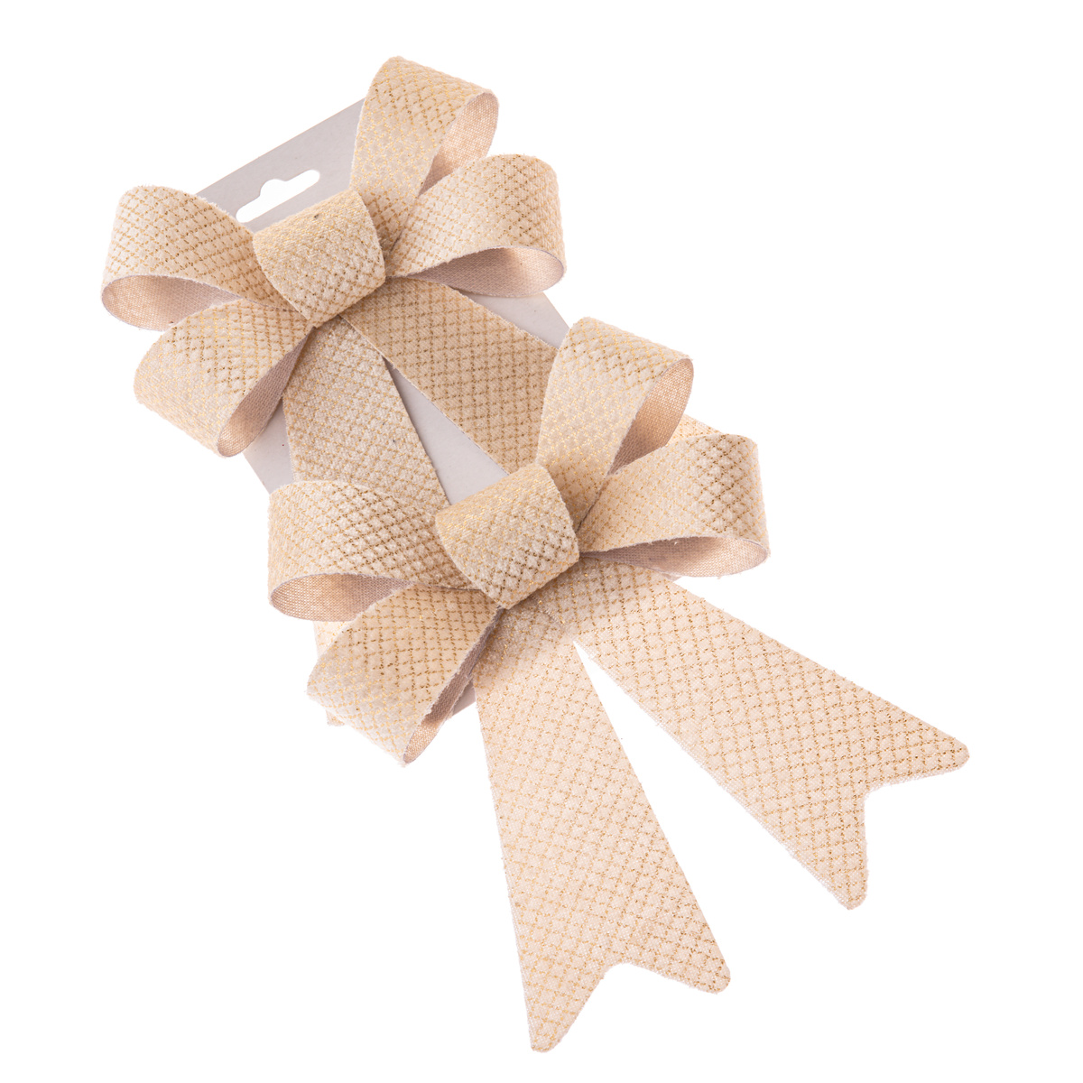 Sada vánočních mašlí 14 x 20 cm, krémová, 2 ks, 14 cm