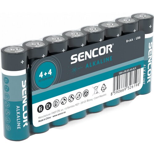 Sencor SBA LR6 alkalická batéria AA, 8 ks